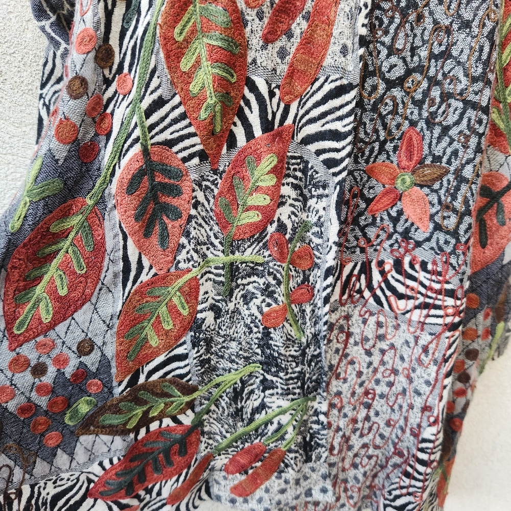 SOFT SURROUNDINGS Womens Cardigan Large Leaf Stitch Waterfall Wool Blend Autumn - Picture 6 of 11